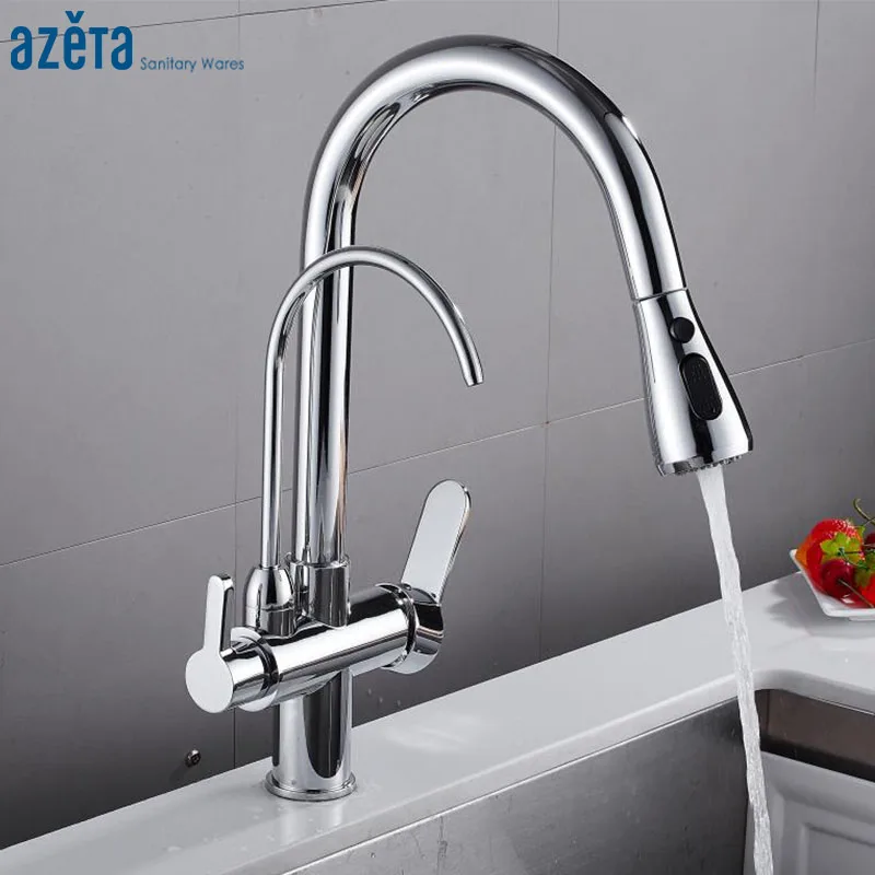 

Azeta Kitchen Faucets Water Purification For Kitchen 3 Way Faucet Drinking Water Kitchen Sink Tap torneira cozinha AT9108