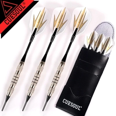 New CUESOUL 3pcs/set Professional Darts 16g Soft Darts Electronic Soft Tip With Chrome-plated Iron Aluminum Shaft - Цвет: golden