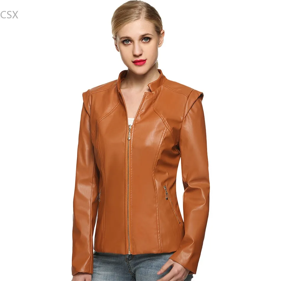 New Fashion Autumn Winter Women Brand Faux Soft Leather Jackets Pu