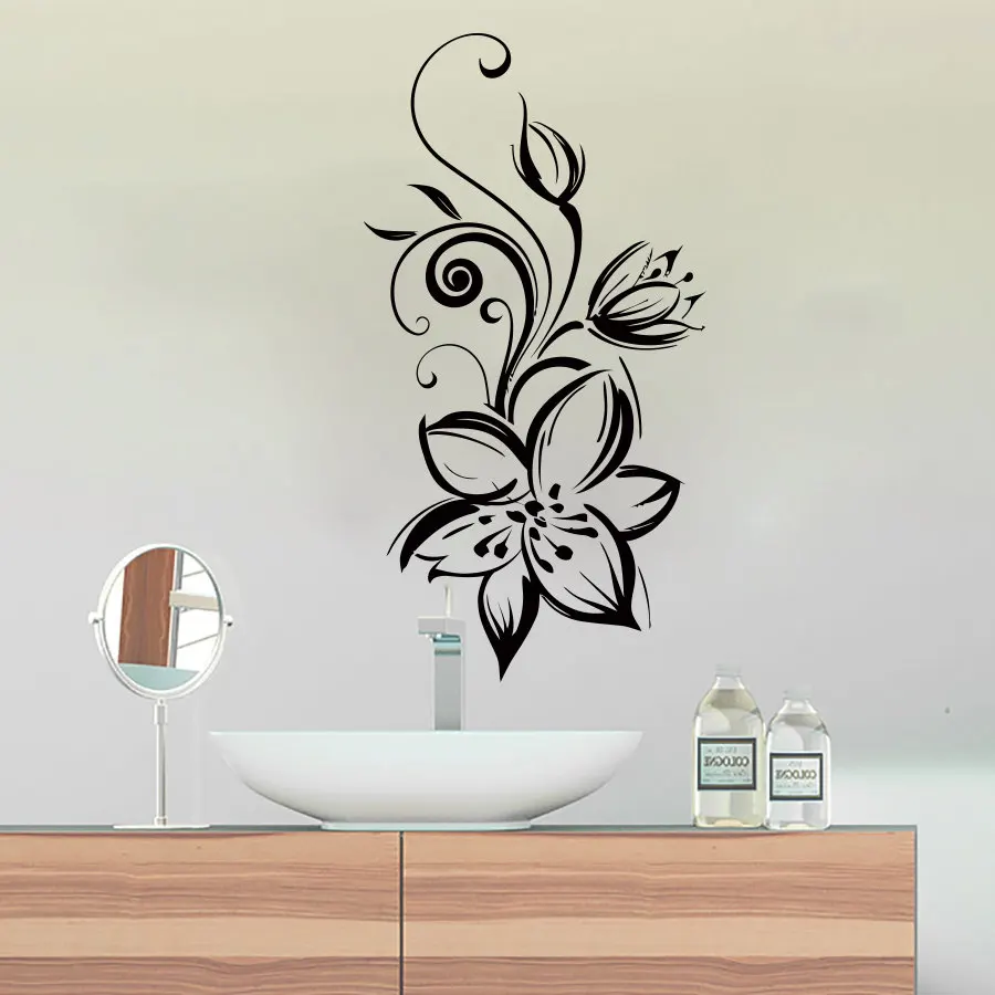 

ZOOYOO Beautiful Flower Wall Decals Floral Pattern Vinyl Wall Sticker Nursery Bedroom Bathroom Plant Murals Home Decor