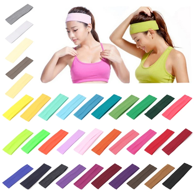 

2019 Fashion 35 Colors Optional Sport Hair Band Elastic Wide Blend Cotton Yoga Exercise Women Sweatband Headband hot selling