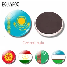 Central Asia Kazakhstan Flag 30 MM Fridge Magnet Astana Kyrgyzstan Tajikistan Uzbekistan Glass Magnetic Refrigerator Stickers afghan drug trafficking dilemma in central asia