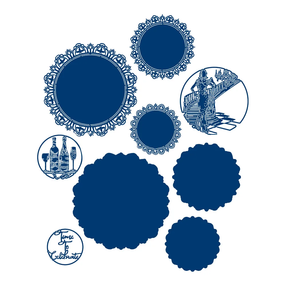 Круг сцена набор металлических вырубных штампов трафарет для скрапбукинга и открыток «сделай сам» поделки смайлики взаимосвязанные иллюзии диапазон