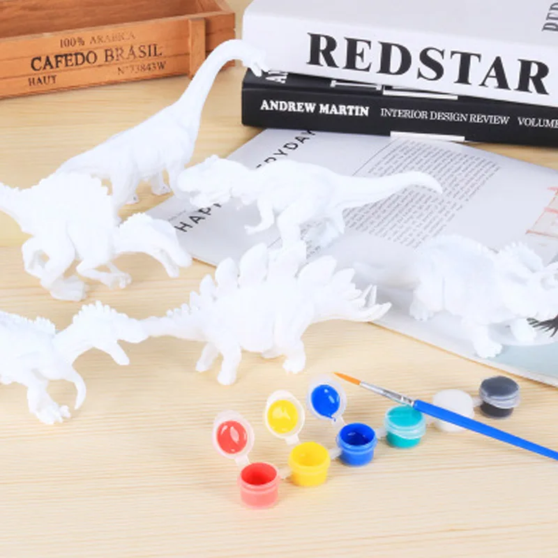 

Painted Coloring Simulation Dinosaur Model Kids Handmade DIY Dinosaur Graffiti Tyrannosaurus Mold Toy for Drawing Graffiti Kids