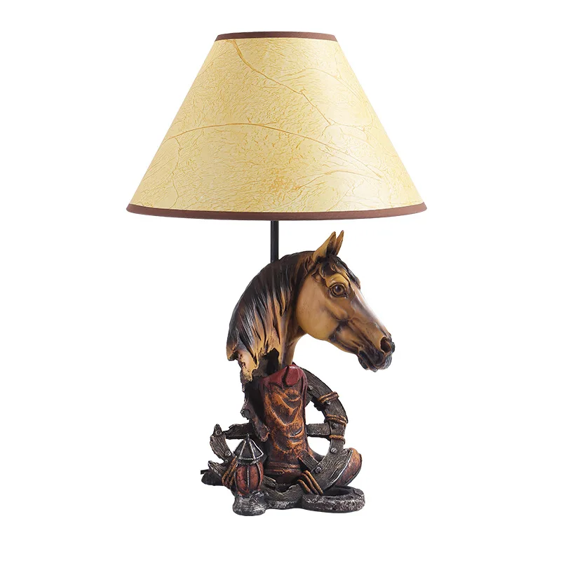 

North American 28 degree American resin handicraft lamp creative West Horsehead shape eye protection reading lamp