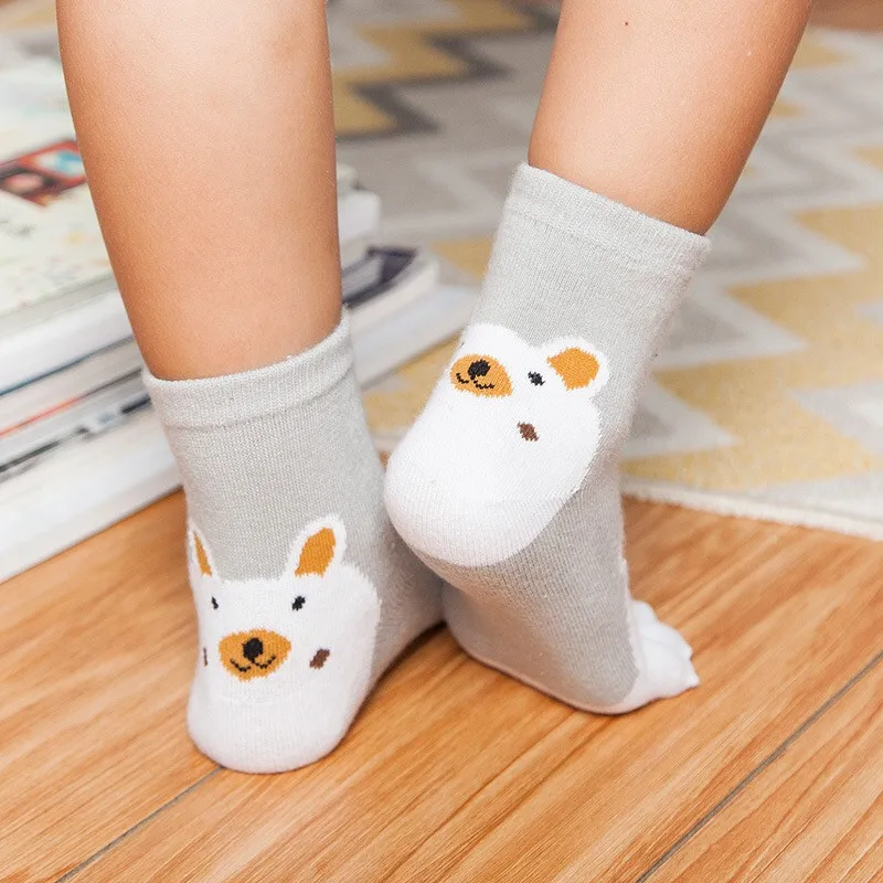 От 7 до 12 лет, весна-осень, Детские хлопковые носки с рисунками животных для маленьких девочек, дешевые короткие детские спортивные носки с