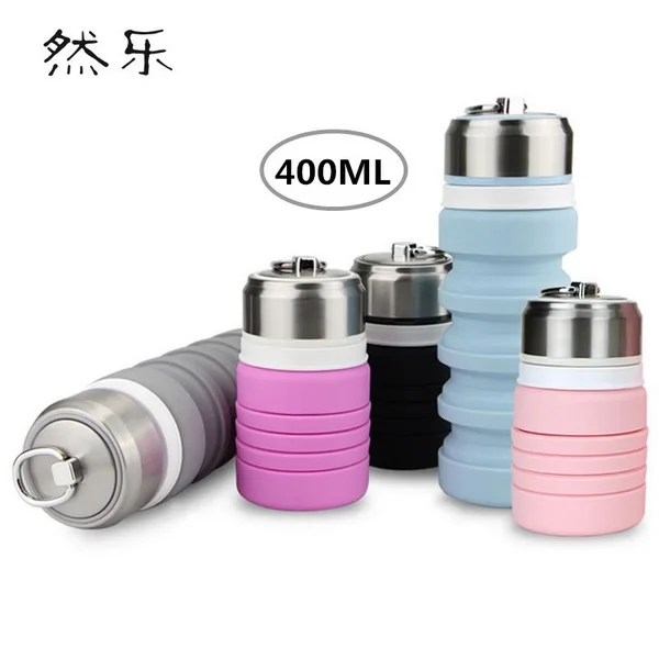 

DHL 50pcs practical 400ml Folding Silicone Cup Travel Portable Water Cup Leak Proof Silica Coffee Mug Drinking Collapsible Mugs