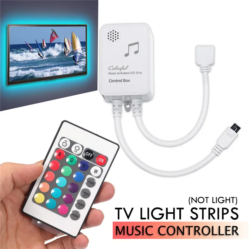 

TV Light Strips Music IR Controller 24key Music Voice Remote Sound Sensor LED Strip Light RGB Controllers USB DC5V