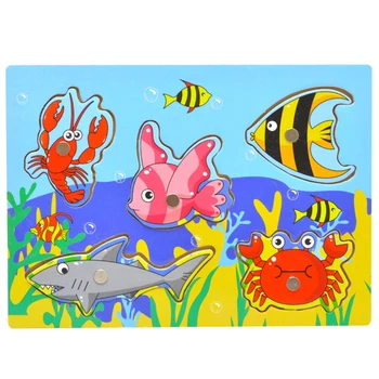 

3D Jigsaw Puzzle Fishing Game Toy Baby Wooden Magnetic Puzzle Fishing Game Jigsaw Tangram Toy Educational Toys for Kids Gift