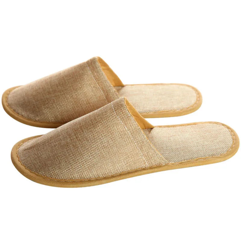 

Hotel Hotel One-time Home Slippers Bedclothes Thick Linen Cotton Non-slip Slippers Men's Indoor Guest Shoes Men