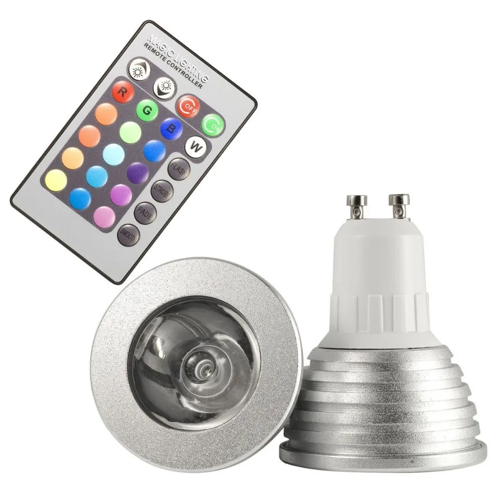 

RGB Bulb Cob GU10 LED Spotlight 4W LEDS AC110-245V 220V Bulbs 24 Keys IR Remote Lights For Home Bar Party Lighting RGB LED Lamp