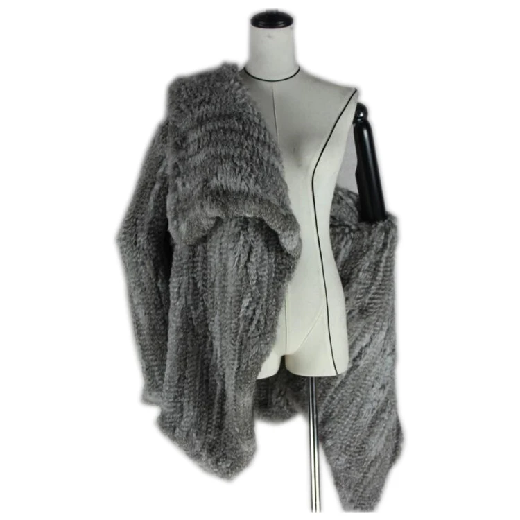 

2017 New Brand Women's Winter rabbit fur Poncho Hot Sale 4 colors knitting real fur shawls pashmina