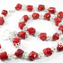 Африканская бижутерия наборы модные ювелирные наборы красное украшение с коралловыми бусинами набор Юбилей/свадьбы CJ069