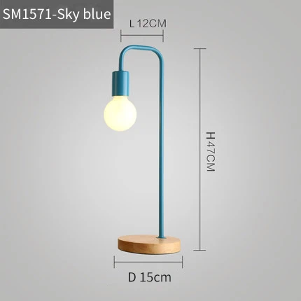 Скандинавская современная деревянная настольная лампа прикроватная тумбочка для спальни деревянные настольные лампы Muliticolor простые металлические настольные светильники декор комнаты Освещение E27 - Цвет абажура: Синий
