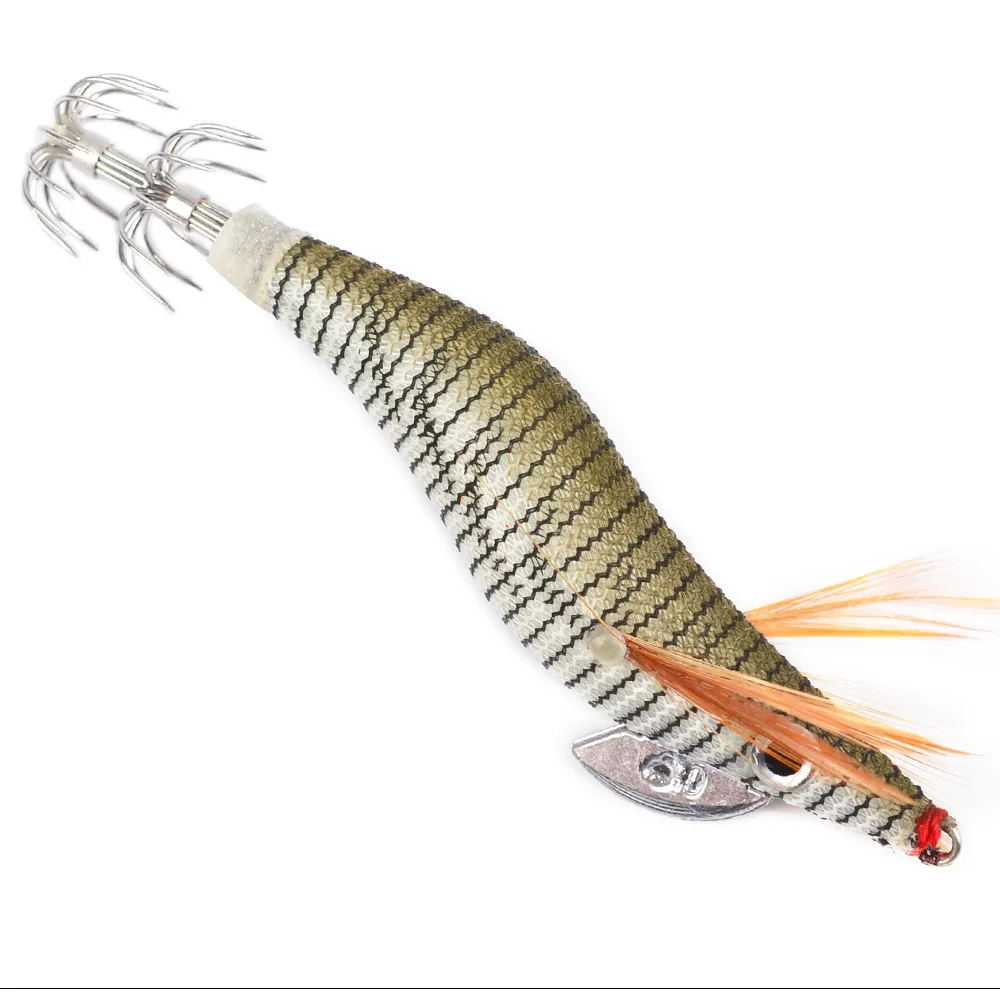 

High quality 5 sizes for option squid hooks Squid Jig Fishing Wood Shrimp Lure Squid Cuttlefish Jig Lures Fluorescence Wood