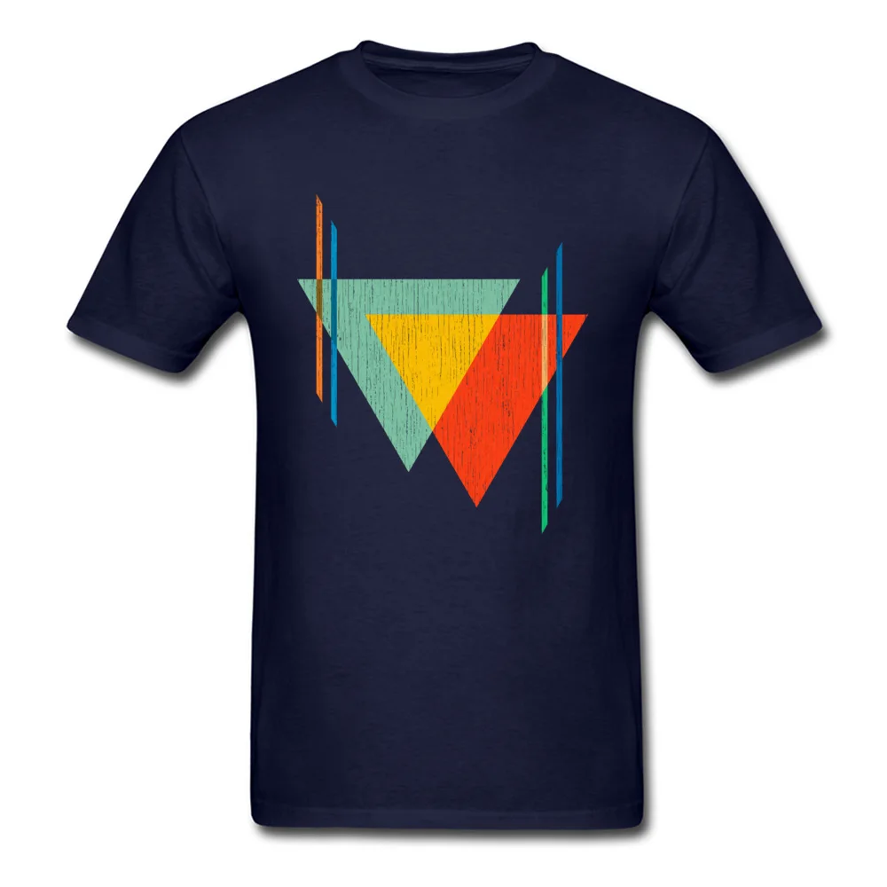 Triangles Blend Pure Cotton Design Tops T Shirt 2018 Discount Short Sleeve Mens T Shirts comfortable Fall T-shirts Round Neck Triangles Blend navy