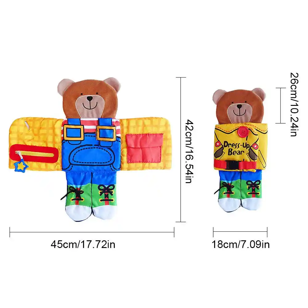 teddy bear with zippers and buttons