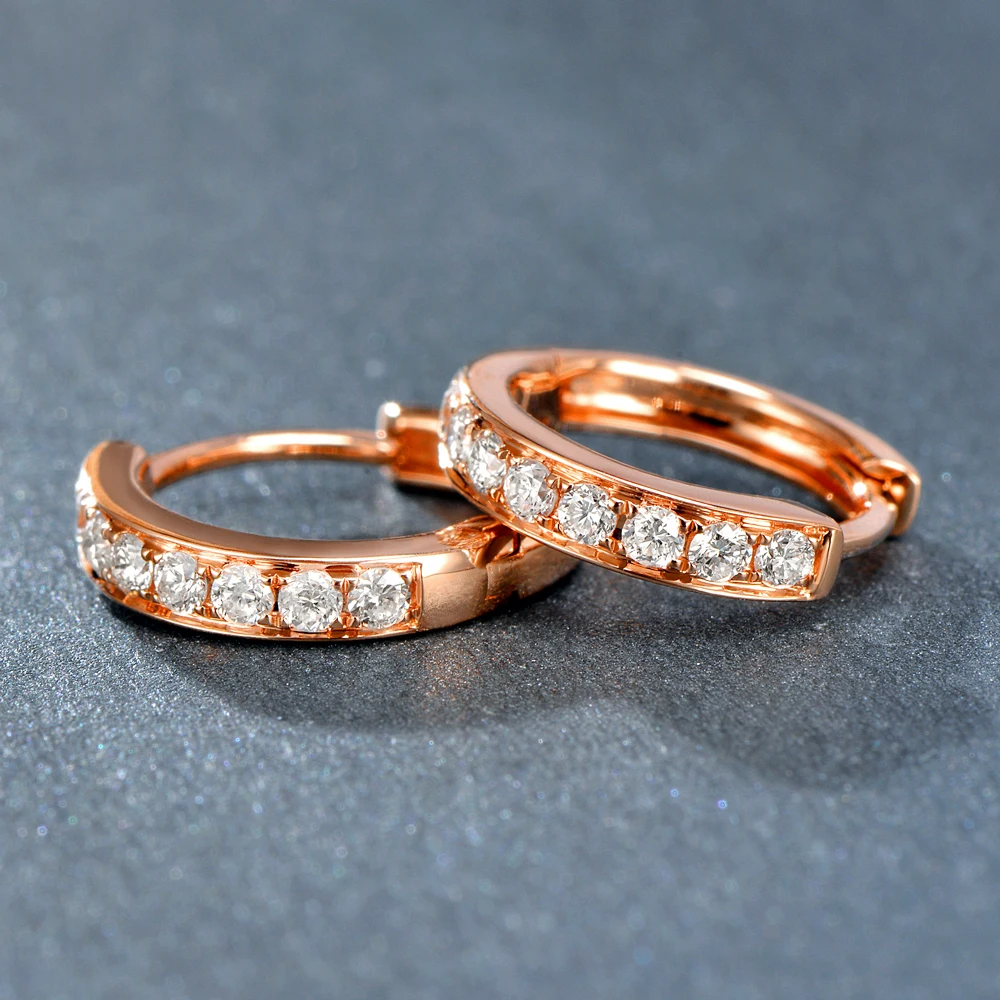 Caimao Jewelry Beautiful 14K Rose Gold 0.31ct Brilliant Cut Diamond Hoop Engagement Earrings