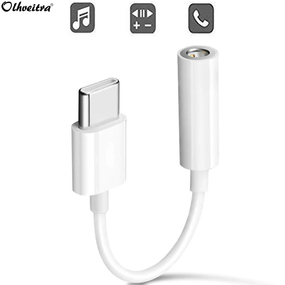 

Olhveitra USB-C to 3.5 mm Headphone Jack Adapter For Xiaomi OnePlus 7 USB Type C Adaptador Tipo C Audio Aux Splitter Converter