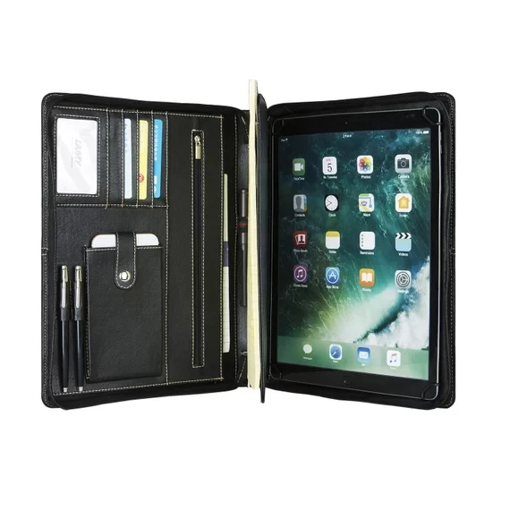 

iLooker Genuine Leather Portfolio for iPad Case with Notepad Holder, Professional Business Organizer Padfolio Case