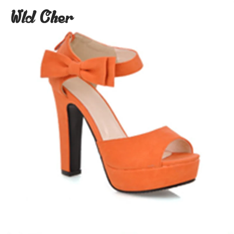 

Charming 2017 Summer Bow High Heel Sandals Women Shoes Sandals Platforms Roman Shoes Sweet Women Open Toe Pumps Back Zipper