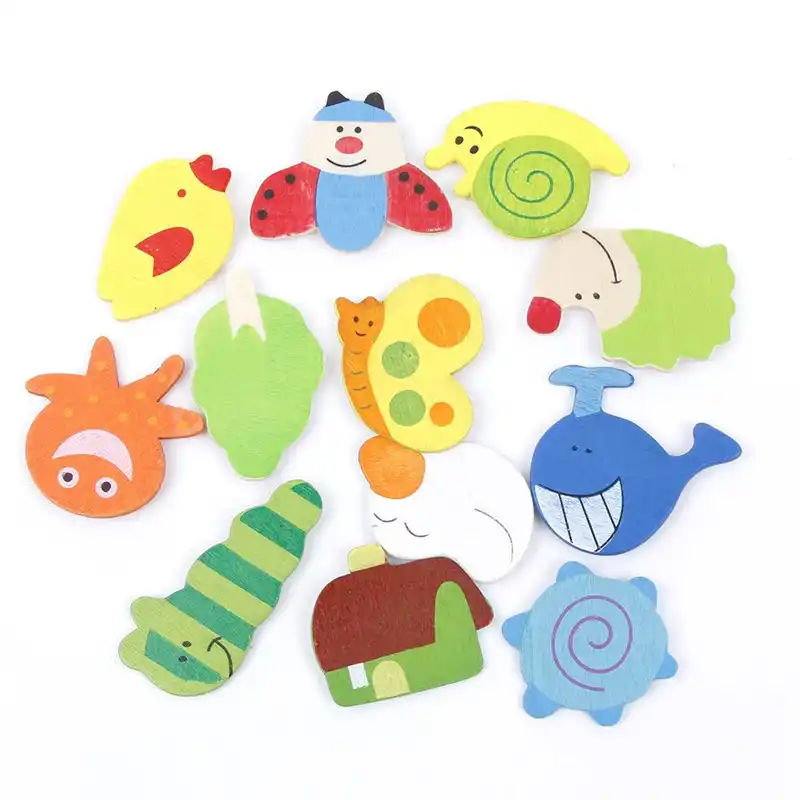 12 Pcs Set Hewan Laut Kulkas Stiker Terbuat Dari Kayu Dan Magnet