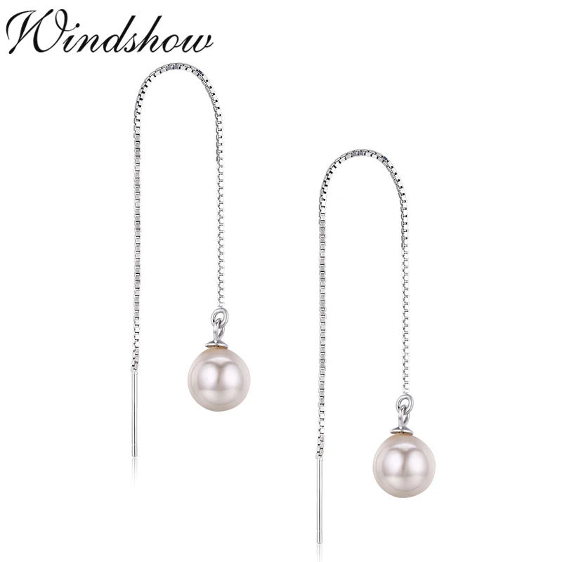 Cute 925 Sterling Silver Box Chain Link Round Pink Shell Pearl Ball