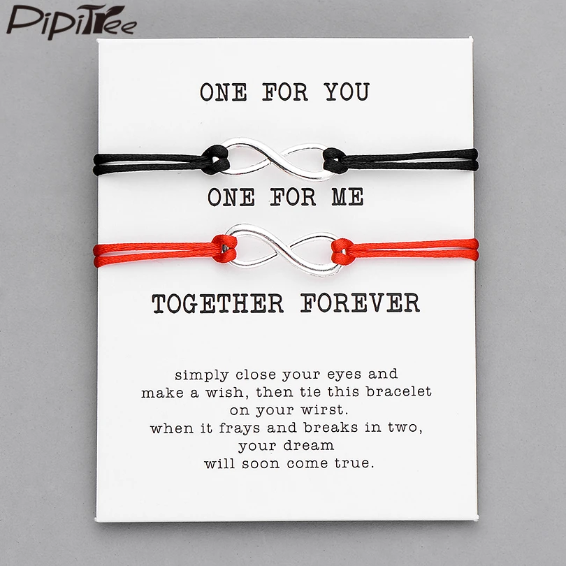 Love Infinity Bracelet bracelet jewelry 2pcs/set Together Forever For Lovers Red String Couple Bracelets Women Men's Wish Jewelry Gift Pipitree