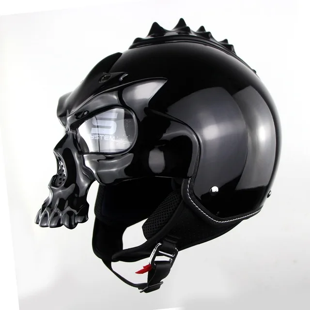 Soman Brand Skull Motorcycle helmet Double Lens Harley Harl half face
