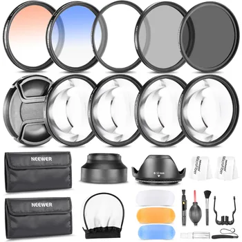 

Neewer 52MM FILTER KIT(UV/CPL/ND8 Filter)+Close-up Filters+Graduated Color Filters+Cleaning Set+Pop-up Flash Diffusers+Lens Hood