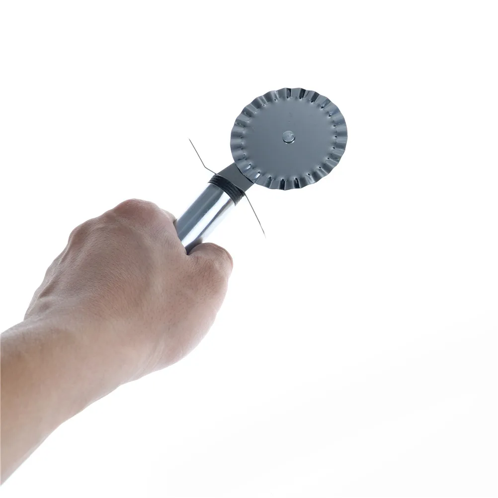 New Kitchen Pizza Tool 4 Patterns Pizza Cutter Stainless Steel Double Roller Pizza Knife Cutter Pastry Pasta Dough Crimper