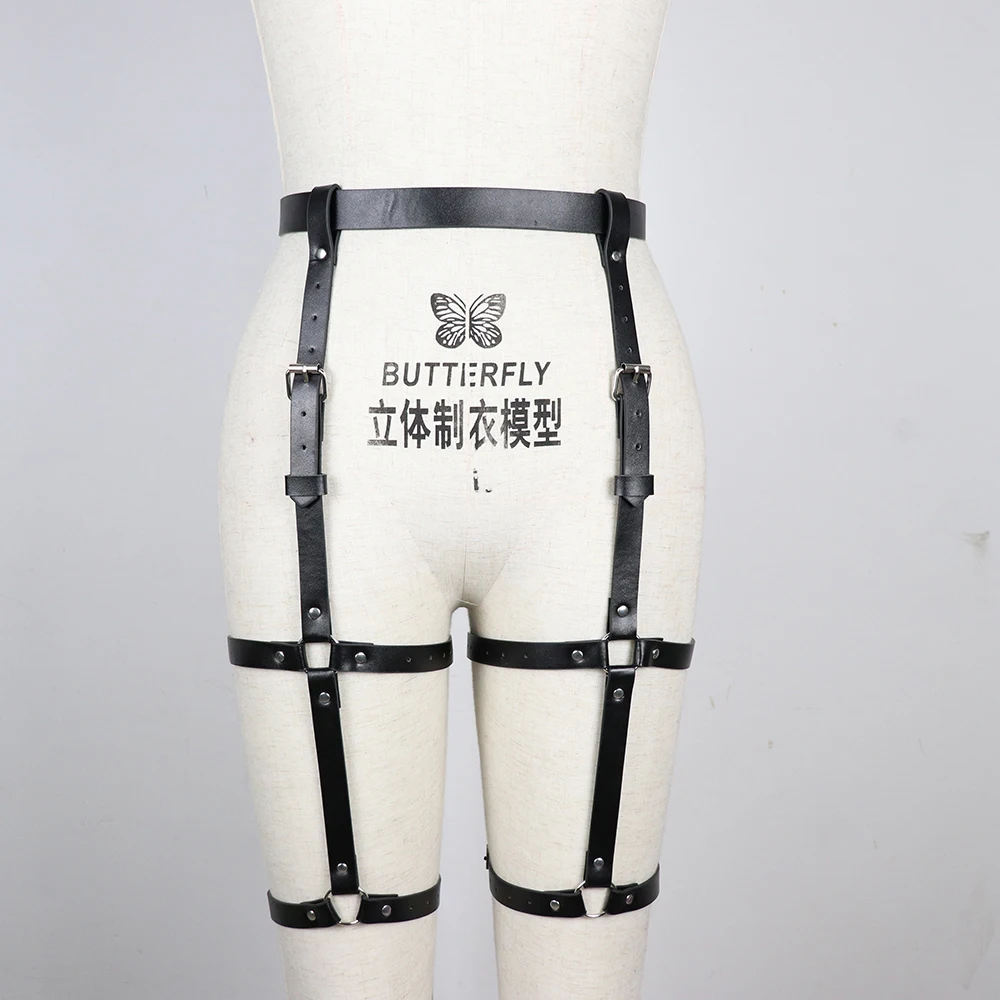 UYEE сексуальные боди Связывание кожаный набор подвязок на талии подтяжки для ног клетка женские эротические чулки Harajuku ограничители ремни