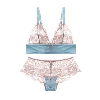 

Sexy lace, no steel ring, ultra thin bra suit perspective, breathable small chest and comfortable triangle Cup underwear