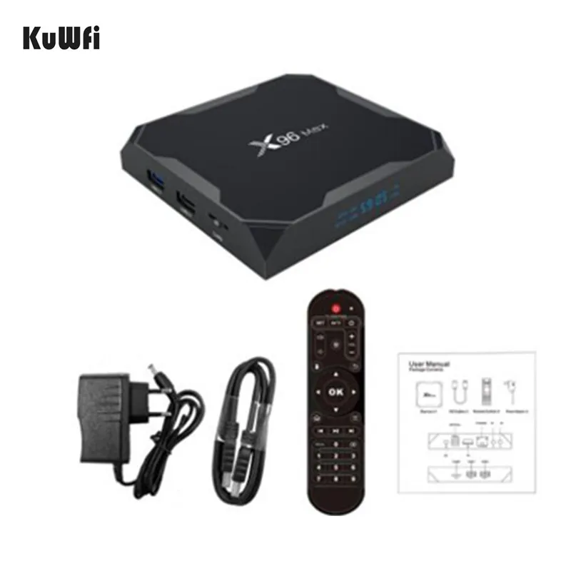 KuWfi Smart tv BOX Android 8,1 tv BOX Amlogic S905X2 LPDDR4 четырехъядерный процессор 4 ГБ 32 ГБ 64 Гб 2,4 г и 5 ГГц Wifi BT 1000M 4K телеприставка