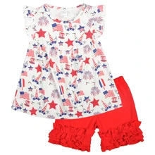 Baby Girls Boutique outfit Clothes Set 4th of July CONICE NINI Star Pattern Girls Boutique Baby Girl Clothes Summer Outfit