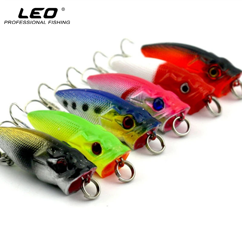 

3.5cm 2.7g Popper Fishing Lure With Steel Ball 3D Eye Treble Hooks Crankbait Wobblers Hard Plastic Artificial Popper Lures PO022