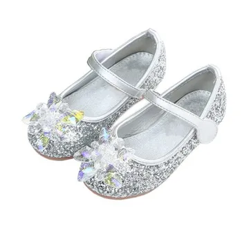 

New Children Glass Rhinestone Shoes Girls Baby Performance Crystal Dance Shoes Princess Party Glitter Kids Leather Shoes 02A