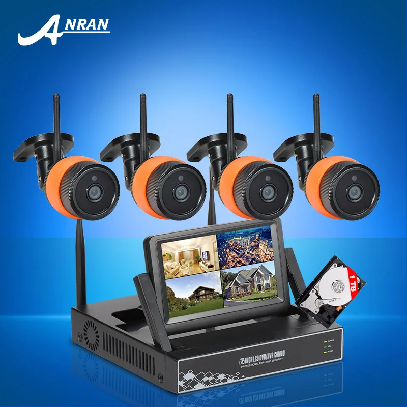 

Plug&Play 4CH WIFI Video Surveillance System+7LCD Screen&720P HD Outdoor+Indoor Waterproof IR Wireless CCTV Cameras Mobile APP