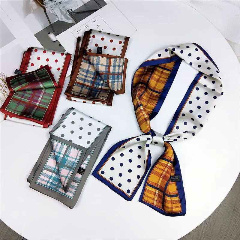 

16colors 9x98cm Summer Polka Dot Printed Hair Headband Chiffon Scarf Stole Women Long Skinny Neck Collar Scarfs Foulard Cheveux