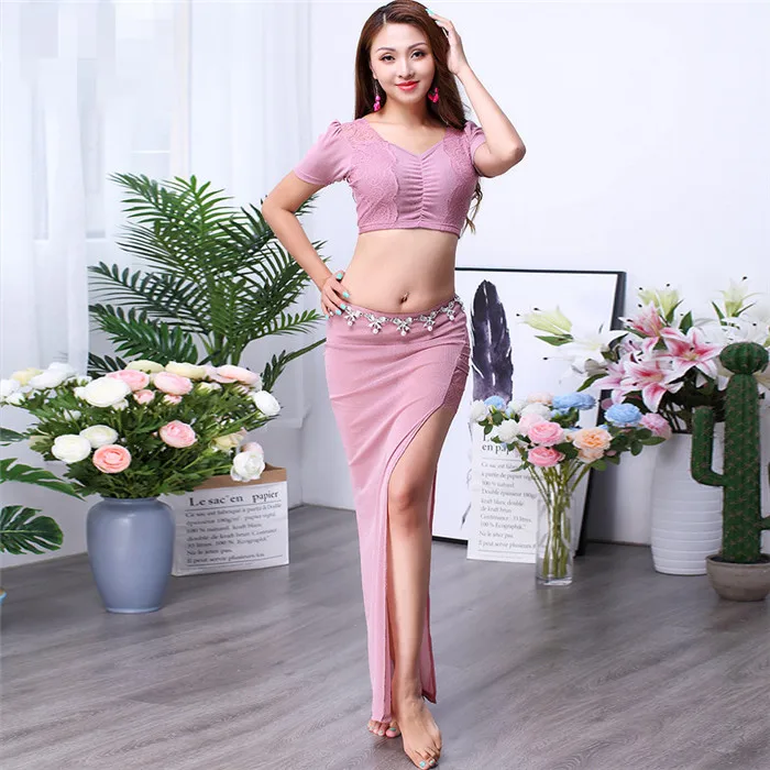 2 pieces top skirt Танец живота Восточный живот baladi sandi индийский Восточный Египетский Свинг танцевальные костюмы для танцев браллет и юбка на поясе платье халат набор 4428 - Цвет: 2 pieces top skirt