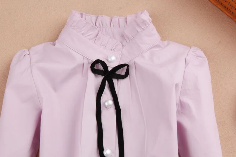 Г. Новая блузка для девочек детская одежда для детей хлопковая Детская рубашка Школьная блузка для девочек милые рубашки с бантом 5 цветов для детей от 2 до 16 лет