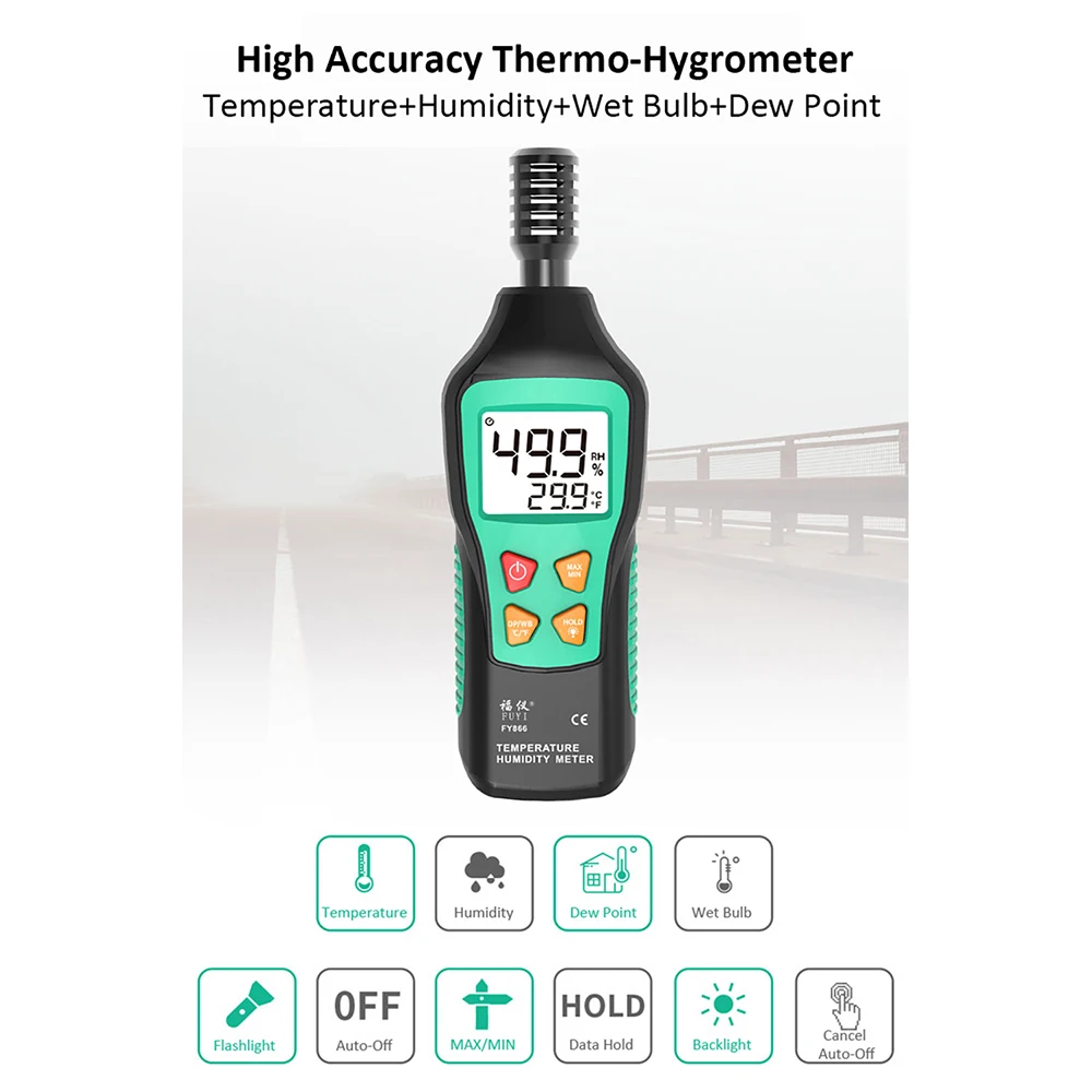 Цифровой термометр гигрометр мини Метеостанция влажная лампа измеритель температуры точки росы ЖК-дисплей с подсветка, Удерживание данных