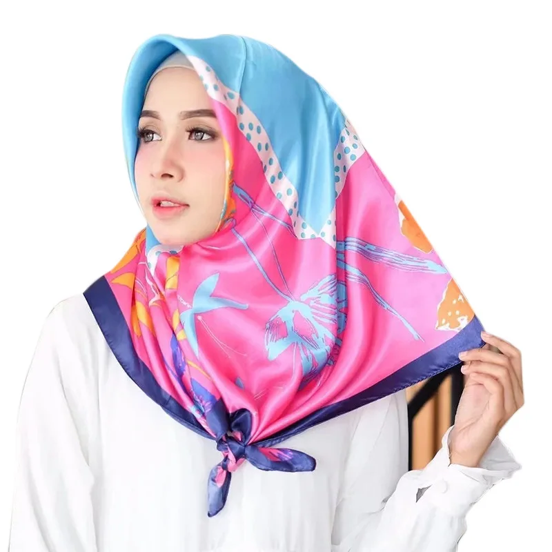 

Square Scarf Muslim Woman Hijab Turban Fashion Shawl Print femme musulman Instant Hijabs Islamic Wrap Arab Headscarf 90*90CM