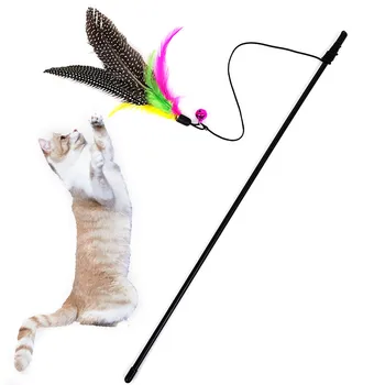

2019 Kitten Cat Teaser Interactive Toy Rod with Bell and Feather For Pet Cat Toys Cute gatos katten speelgoed jouet chat