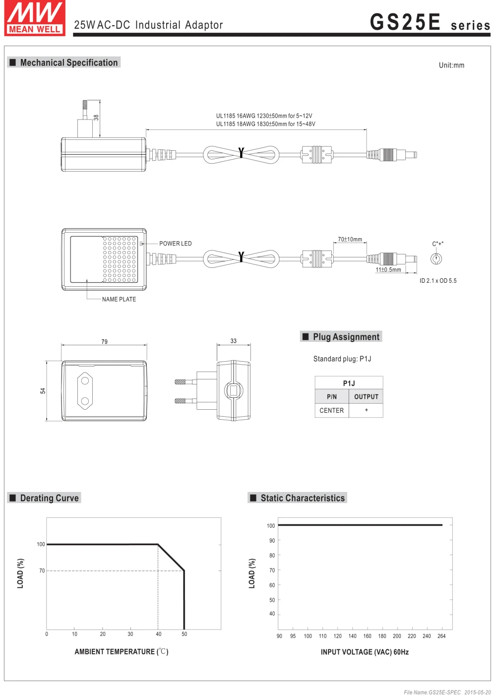 Бренд MEAN WELL представляет GS25E12-P1J 25W 2.08A 12V meanwell промышленный настенный адаптер уровня V цепи 2 pole штепсельная вилка европейского стандарта