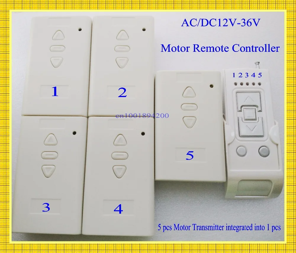 

Multiple Motor Remote Controller AC/DC 12V 24V 36V 5 Motor Forwards Reverse Stop 5Motor Work Separate Independent Limit Switch