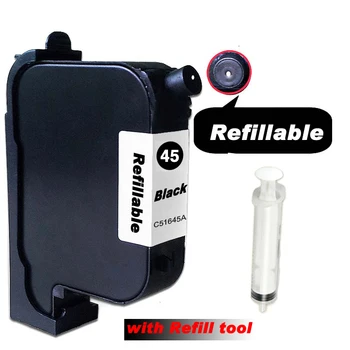 

1PCS BLACK Refillable ink cartridge compatible for hp45 51645A replace for 45 CAD Graph plotter Graph plotter for 1280 1180