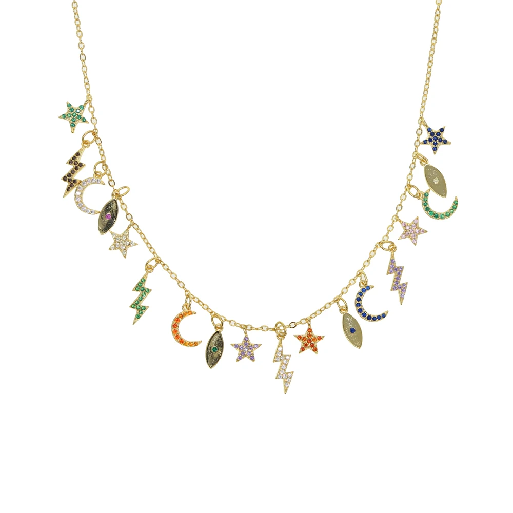 colorful multi charm charming luxury women necklace Gold filled fashion statement necklaces - Image 4