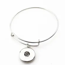Wholesale 10pcs lot metal silver ginger snap adjustable expandable bangle bracelets for 18mm snap buttons jewelry