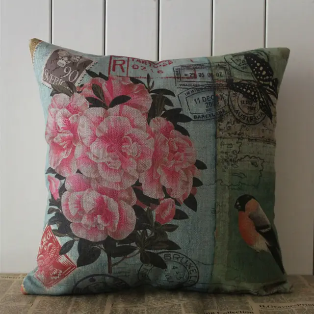 LINKWELL Brand 40x40cm Retro Pink Flower And Bird French Country Interesting French Country Decorative Pillows LINKWELL Brand 40x40cm Retro Pink Flower And Bird French Country Interesting French Country Decorative Pillows